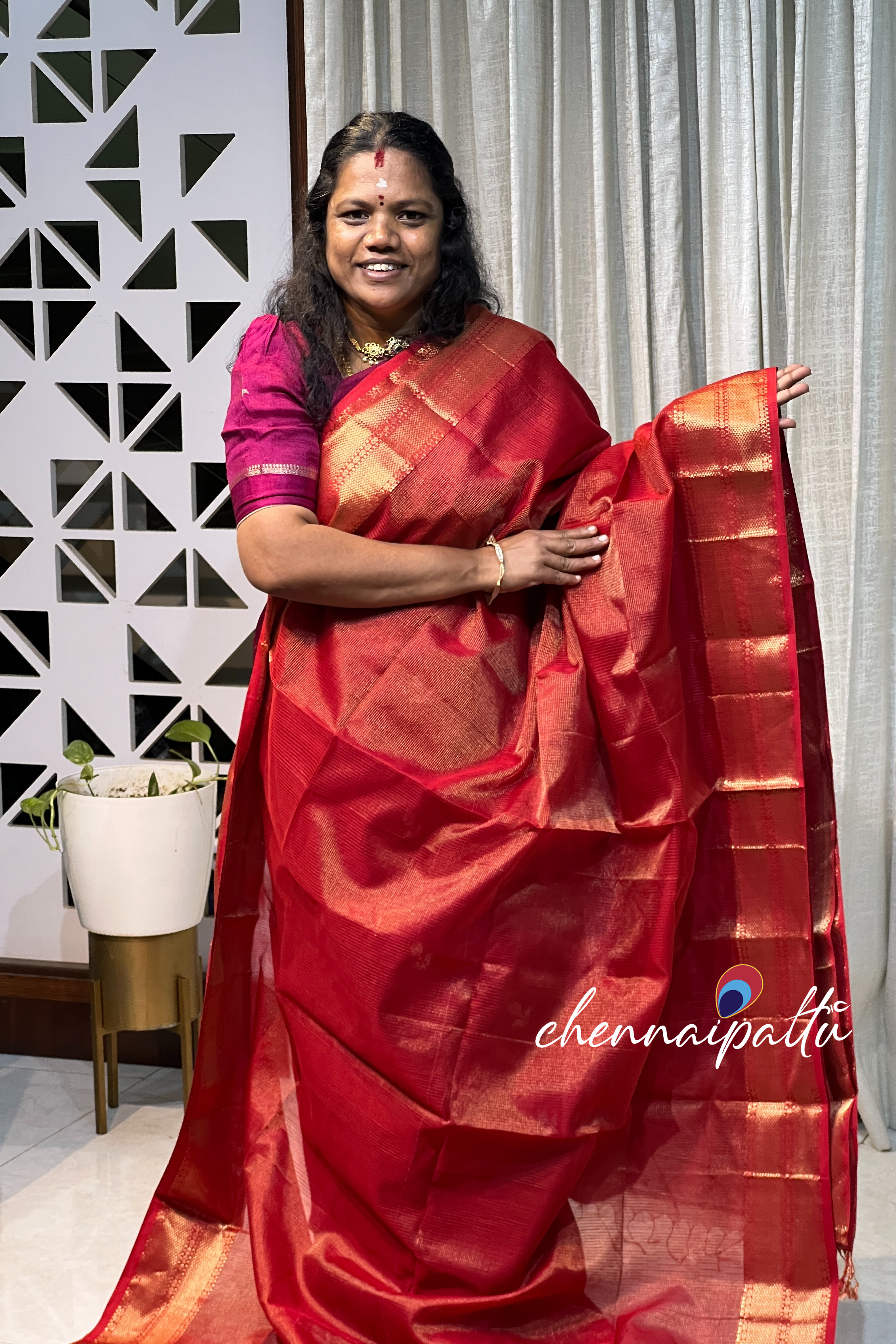 Vinusha : Kanchipuram Silk Saree - A Cascade of Timeless Grace with Contrast Blouse Piece