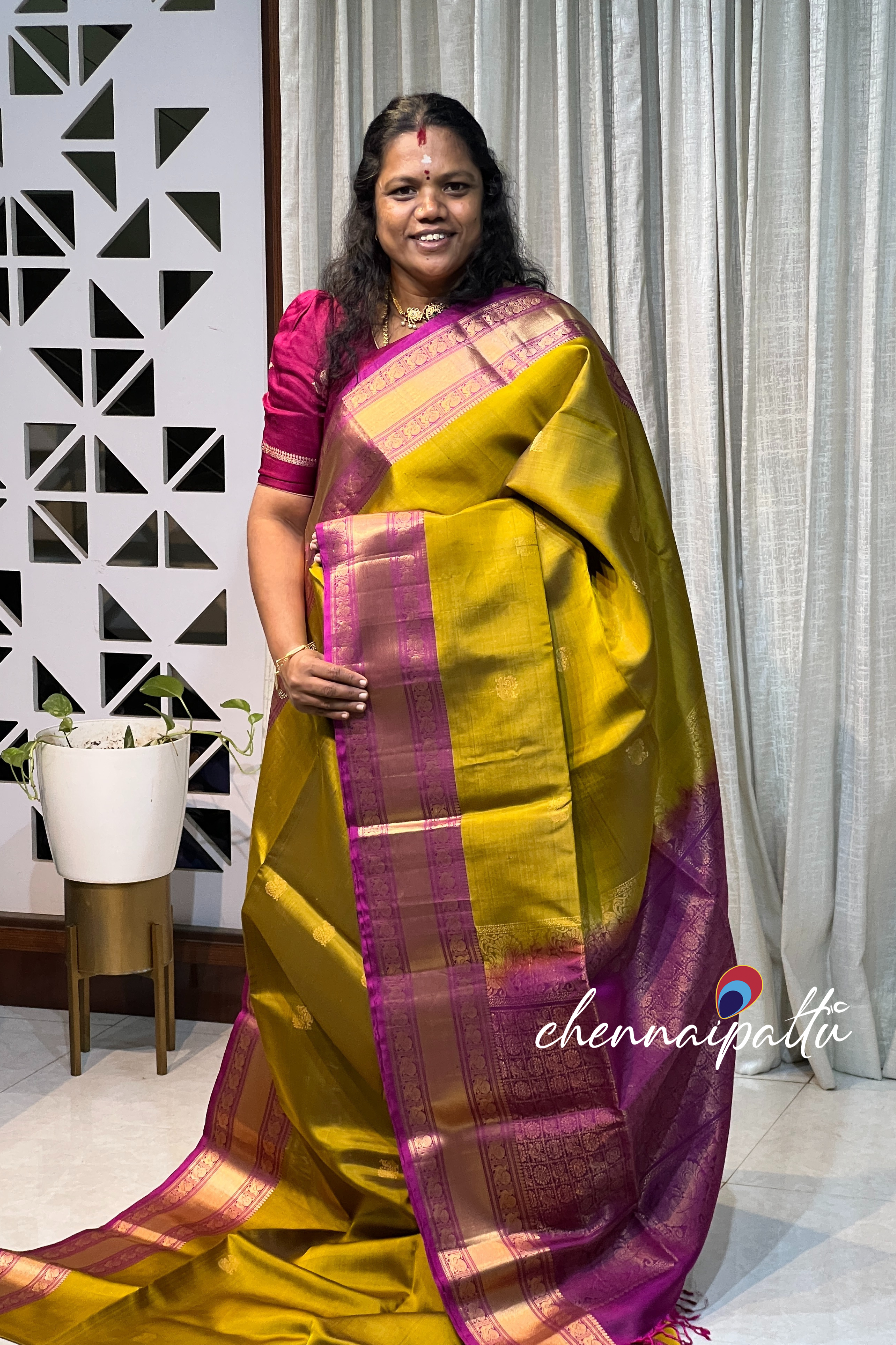 Vinusha : Kanchipuram Silk Saree - A Cascade of Timeless Grace with Contrast Blouse Piece