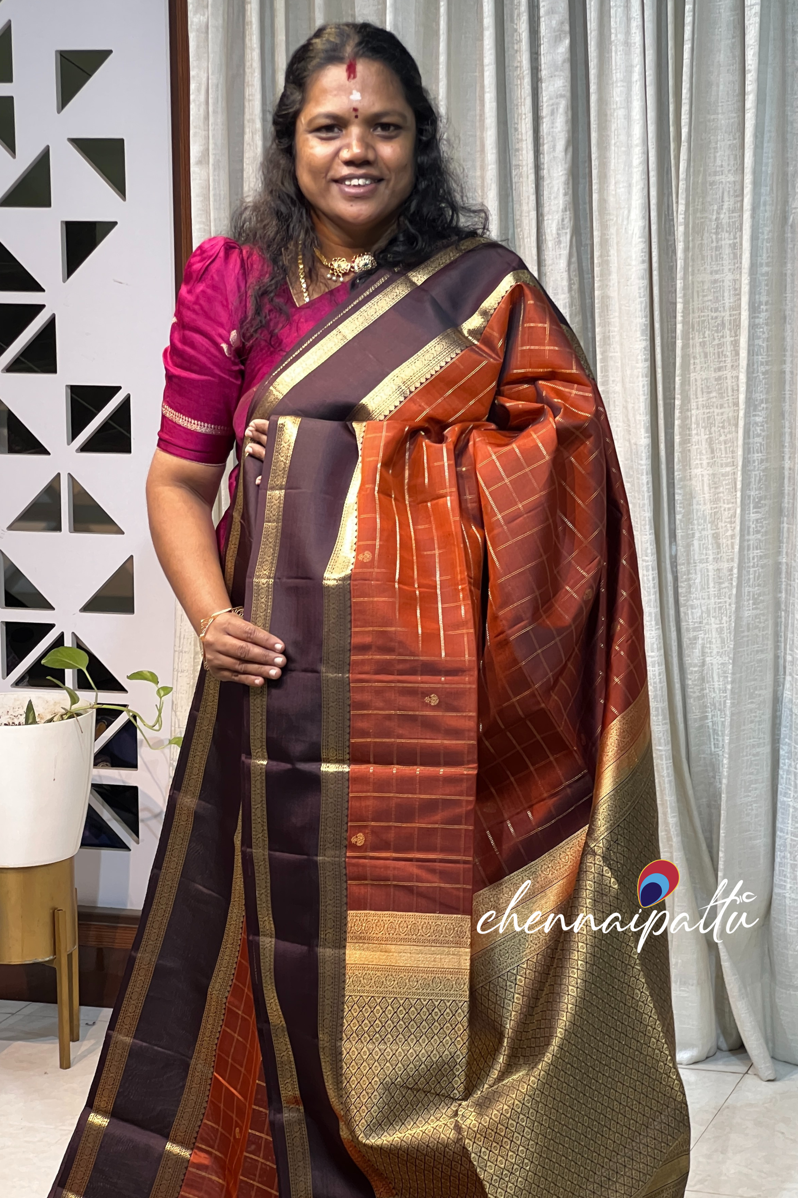 Vinusha : Kanchipuram Silk Saree - A Cascade of Timeless Grace with Contrast Blouse Piece