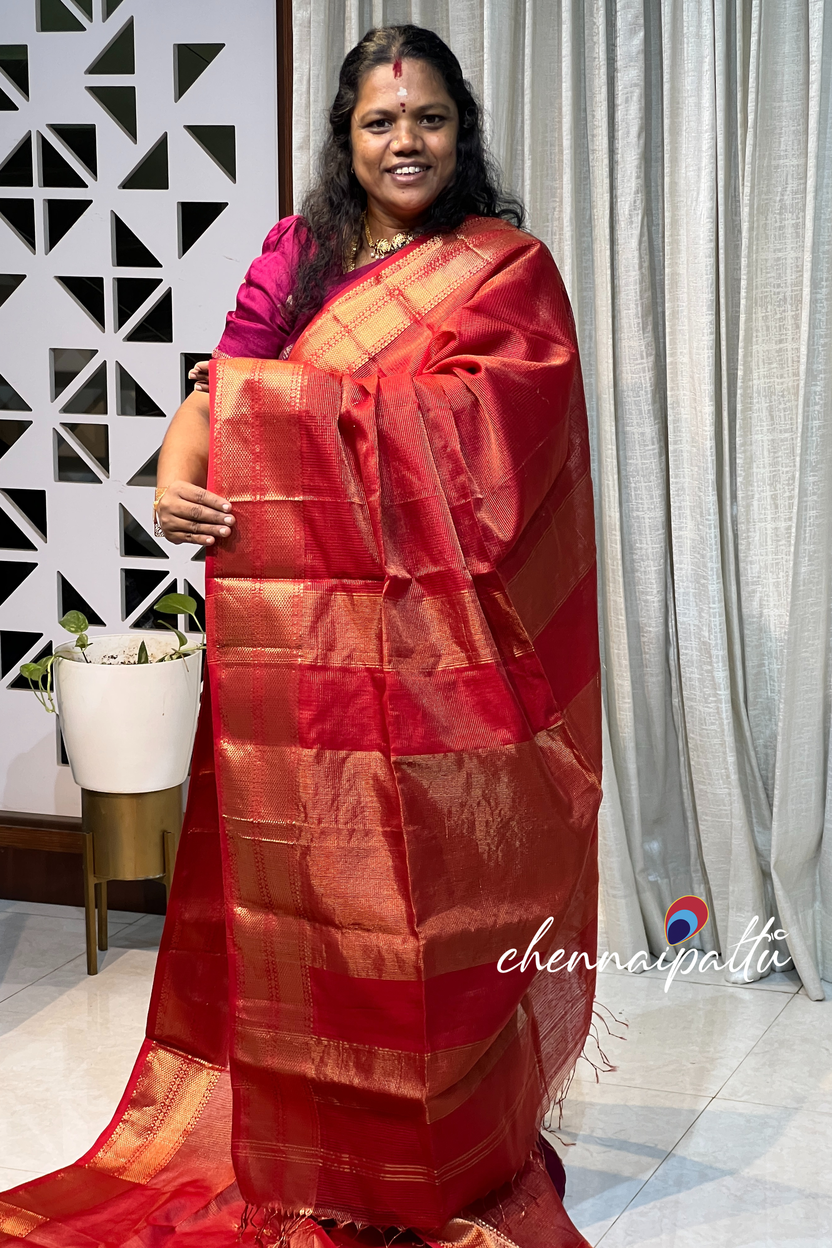 Vinusha : Kanchipuram Silk Saree - A Cascade of Timeless Grace with Contrast Blouse Piece