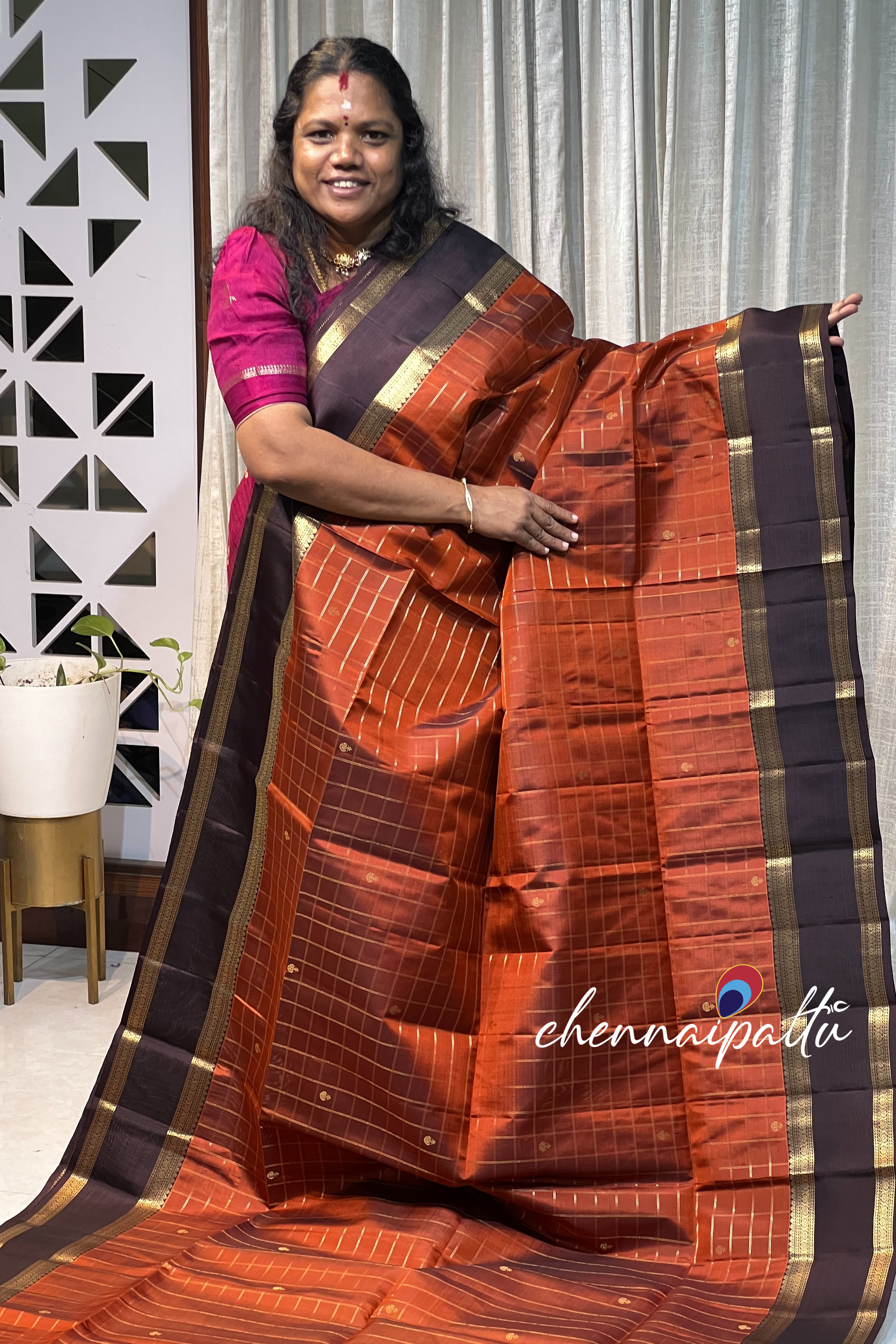 Vinusha : Kanchipuram Silk Saree - A Cascade of Timeless Grace with Contrast Blouse Piece