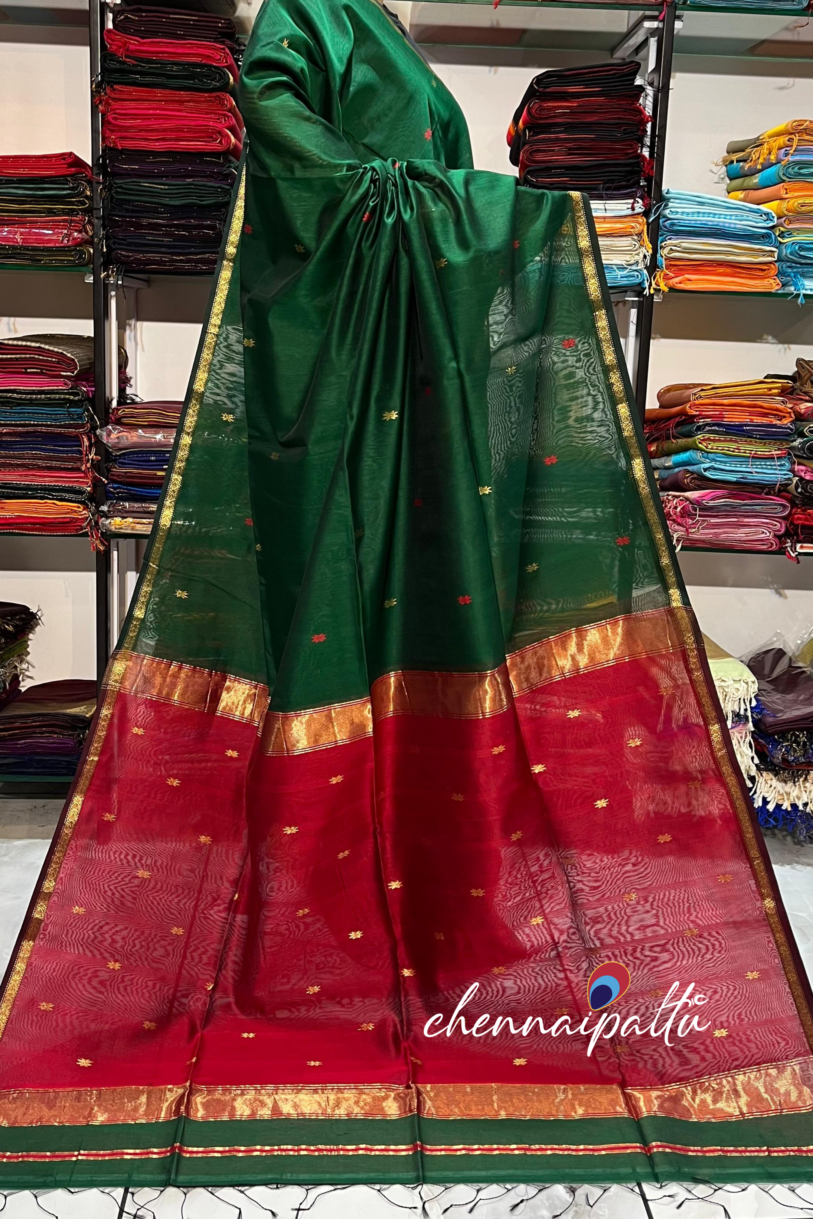Mahesh : Maheshwari Silk Cotton Saree – Elegant Regal Weaves with Contrast Blouse Piece ✨