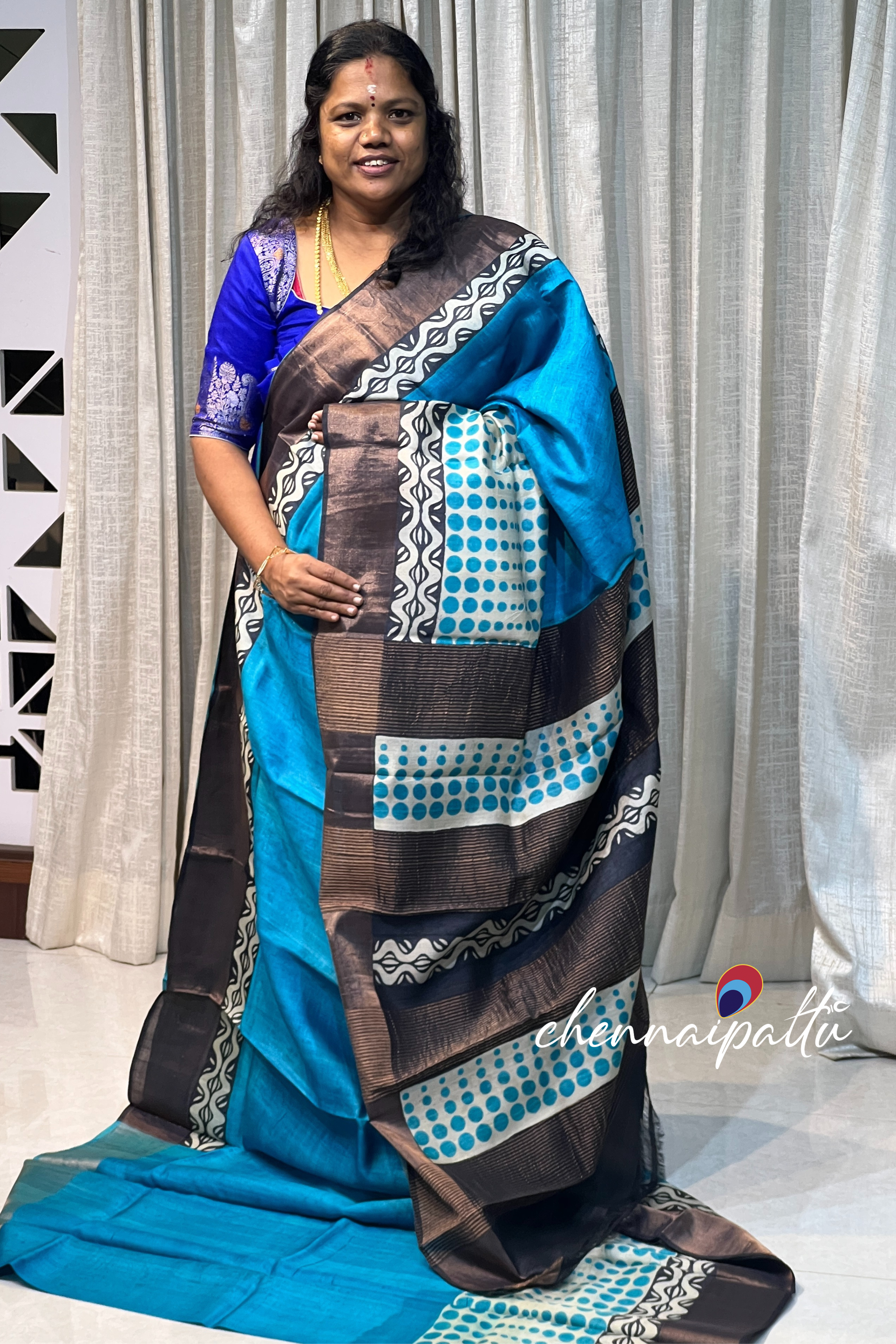 Vinusha : tusser  silk - A Cascade of Timeless Grace with Contrast Blouse Piece