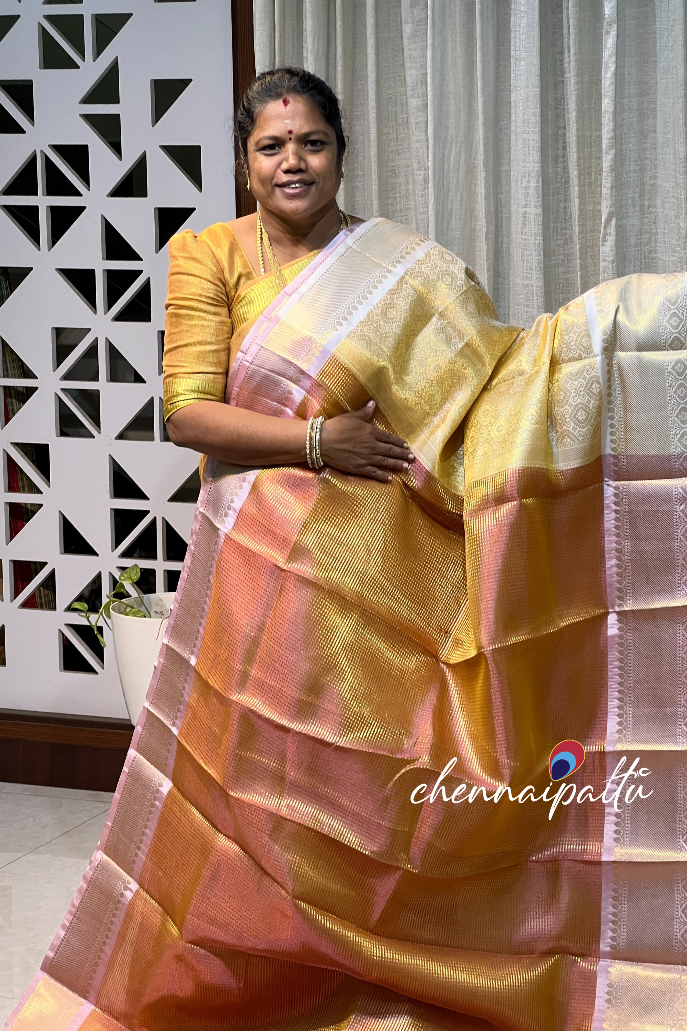 Vinusha : Kanchipuram soft silk - A Cascade of Timeless Grace with Contrast Blouse Piece