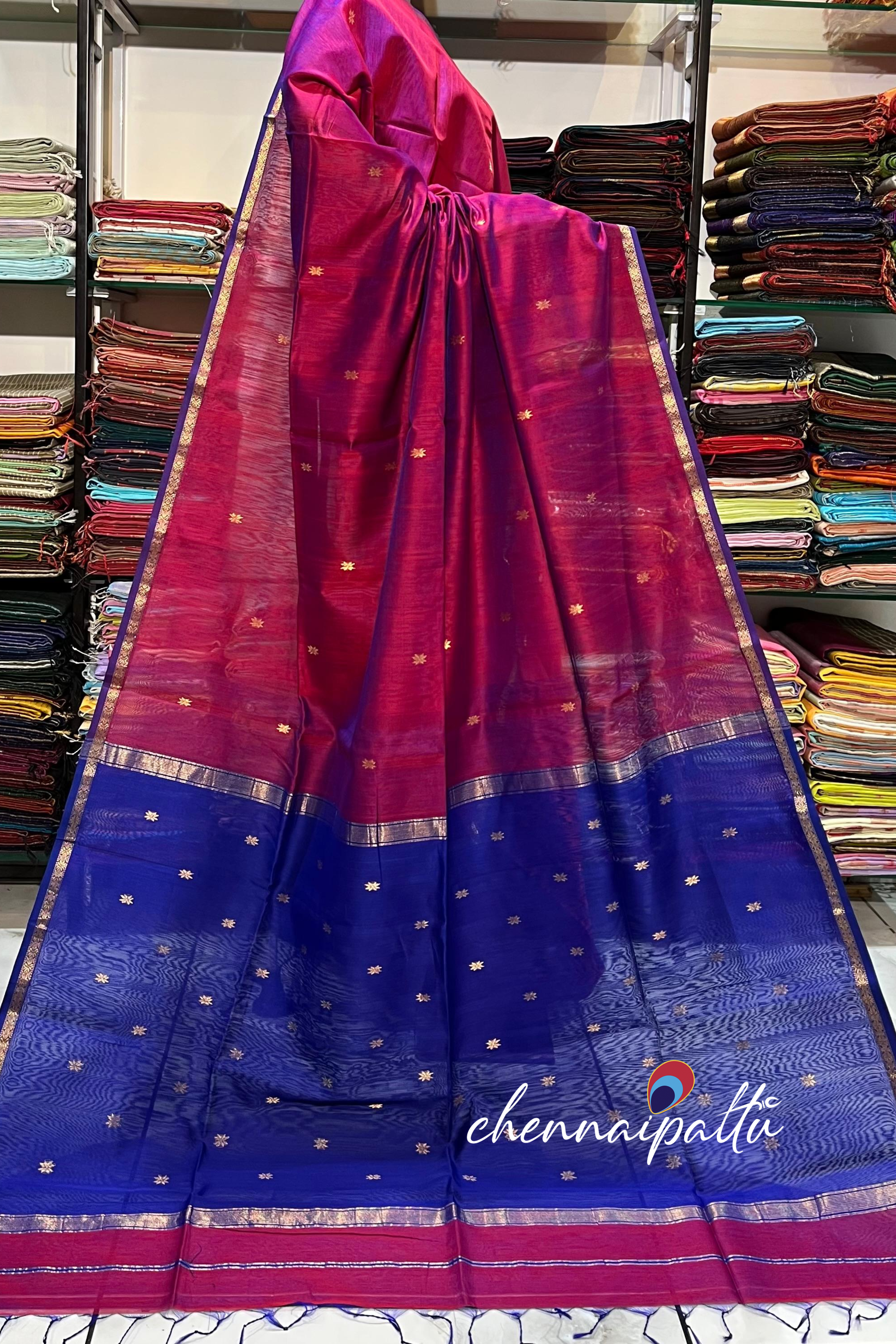 Mahesh : Maheshwari Silk Cotton Saree – Elegant Regal Weaves with Contrast Blouse Piece ✨