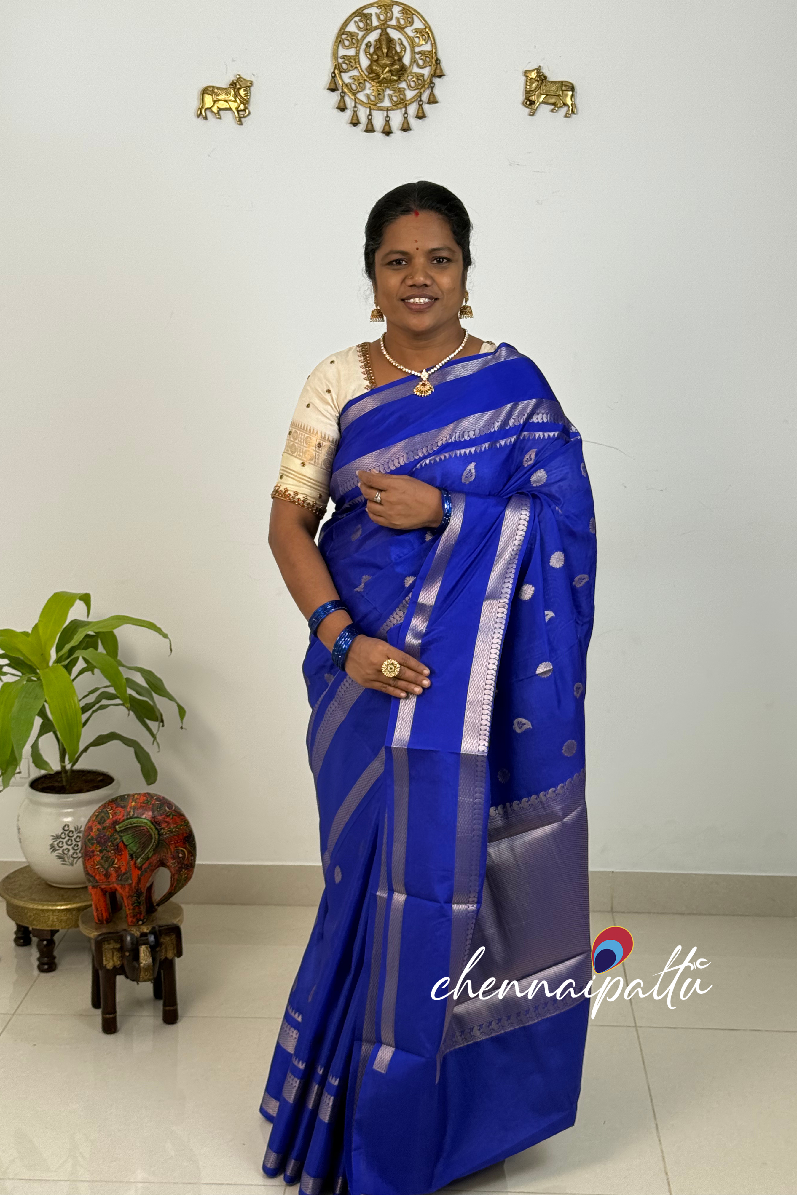 SUNITHA – Semi Banarasi Saree | Contrast Blouse Attached