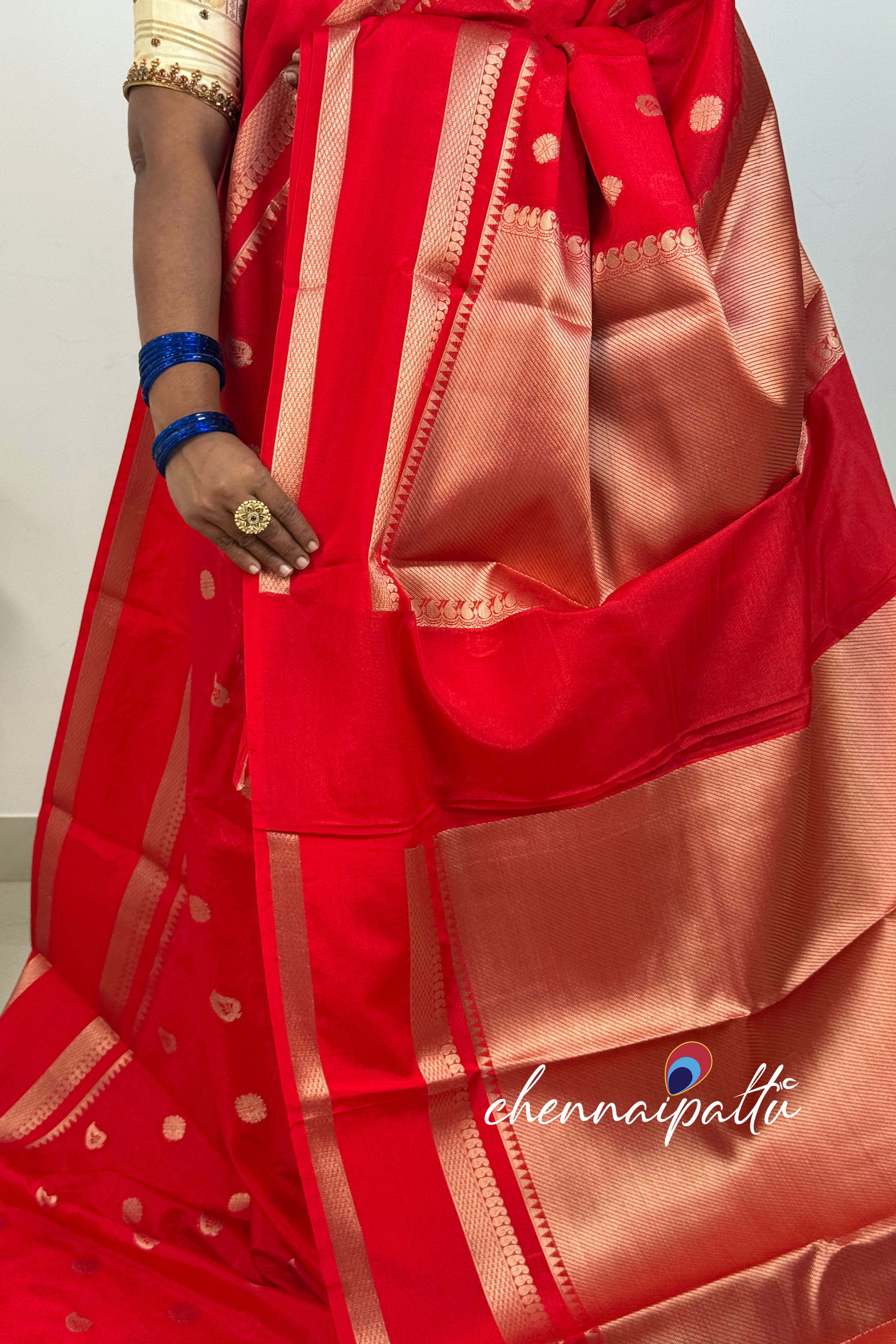 SUNITHA – Semi Banarasi Saree | Contrast Blouse Attached