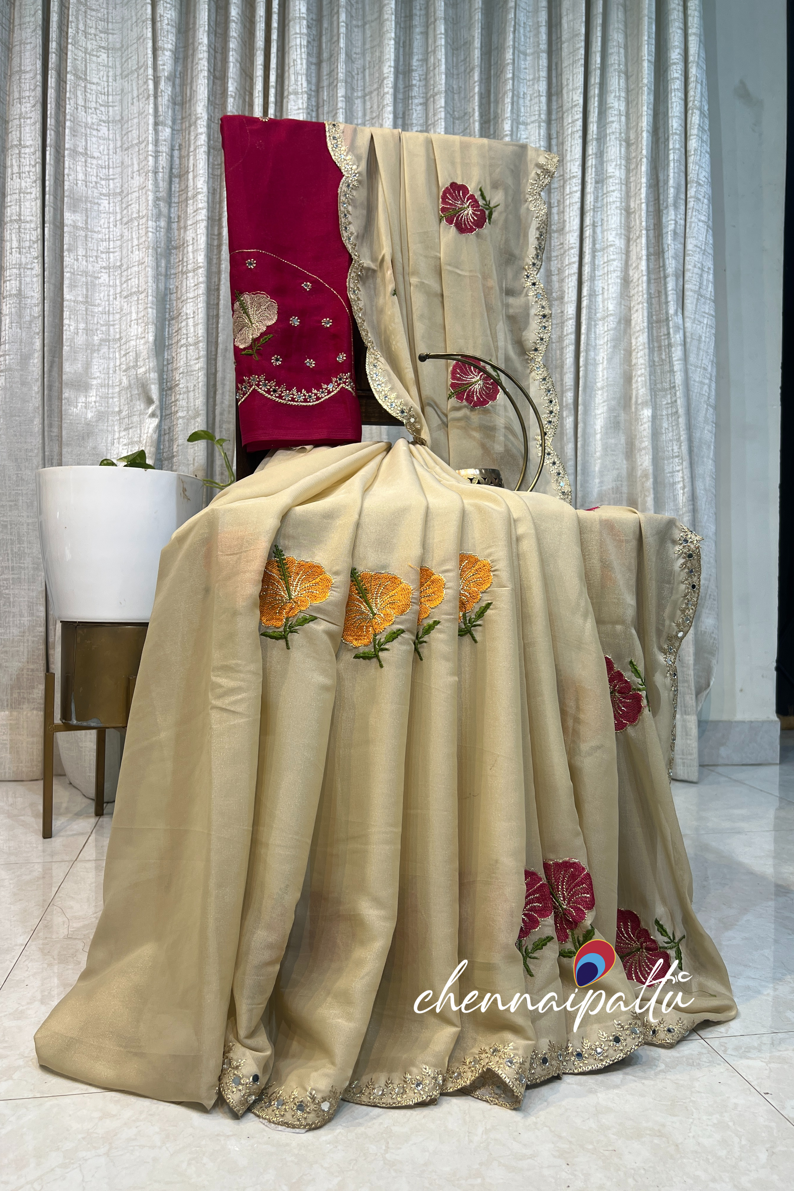 SUNITHA – Soft Rangoli Silk Saree | Elegant Embroidery Work